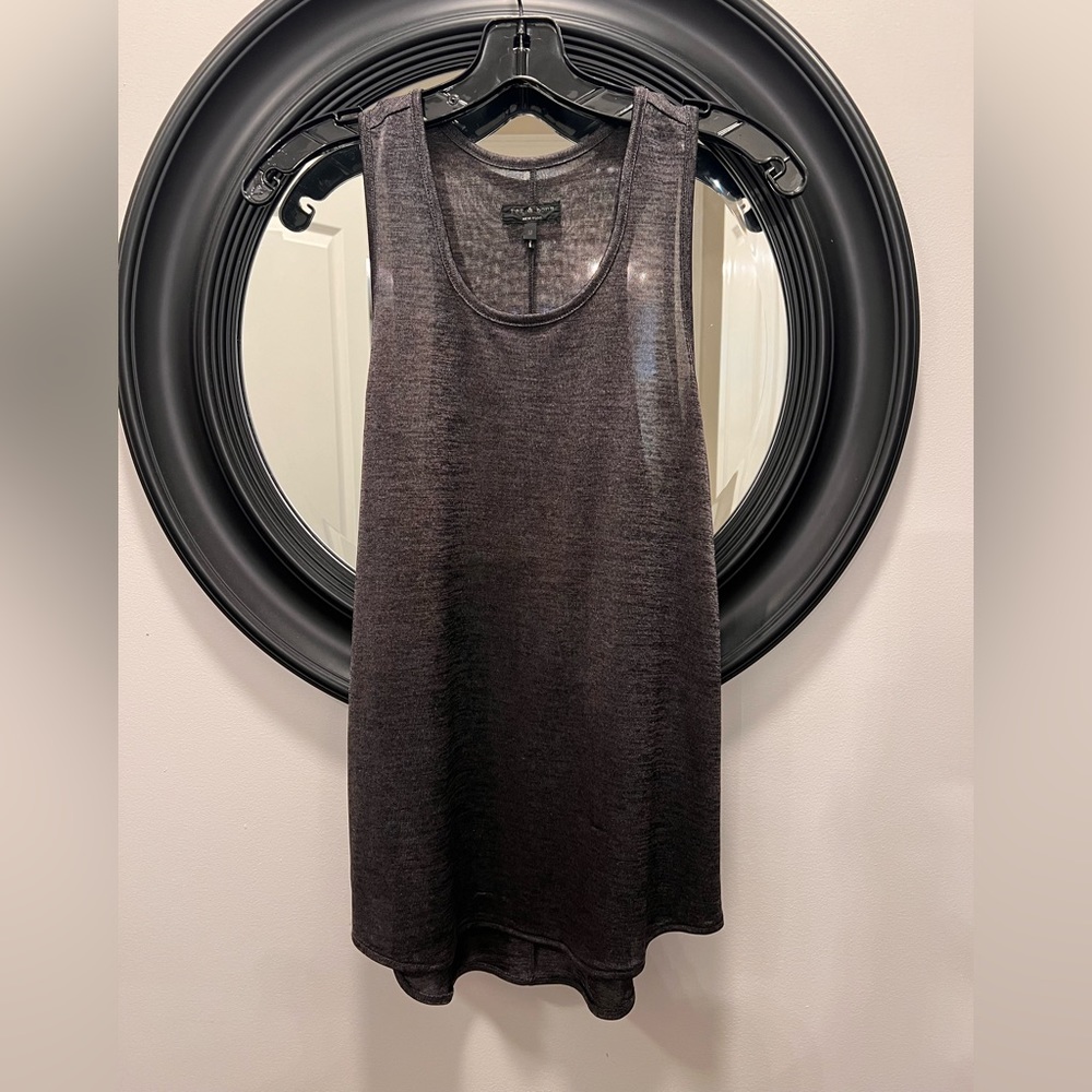 Rag & Bone race back tank; sheer with silver shimmer; never been worn-size M